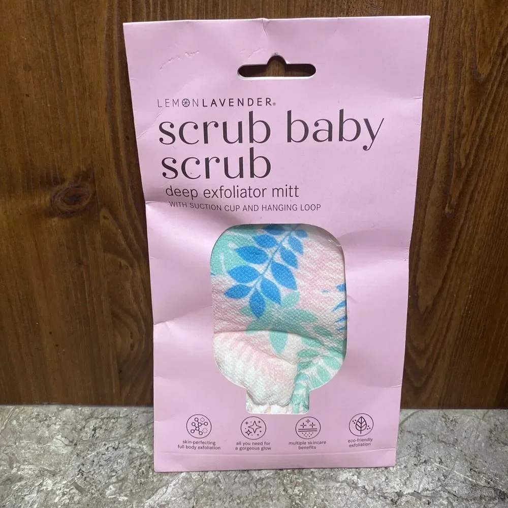 Lemon Lavender Scrub Baby Scrub Deep Exfoliator Mitt New Suction Cup & Loop‎